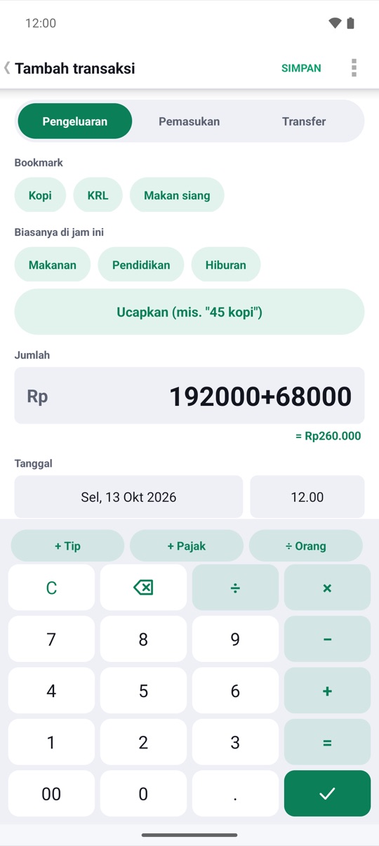 Atur sekali.